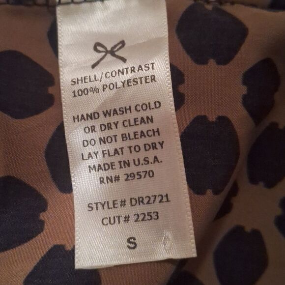 Anthropologie Everly polka dot shift dress small tan and blue - Picture 7 of 7